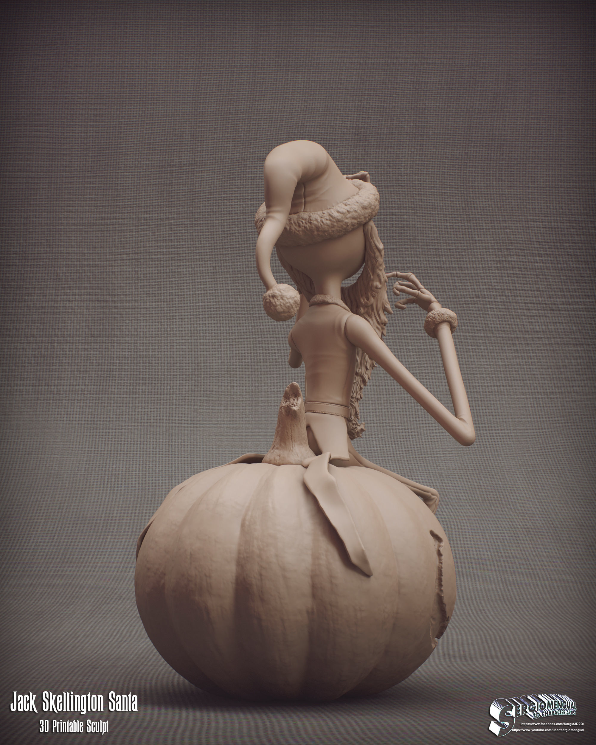 Haunted Mansion Jack Skellington Santa 3D Printable Sculpt 3D print model_5