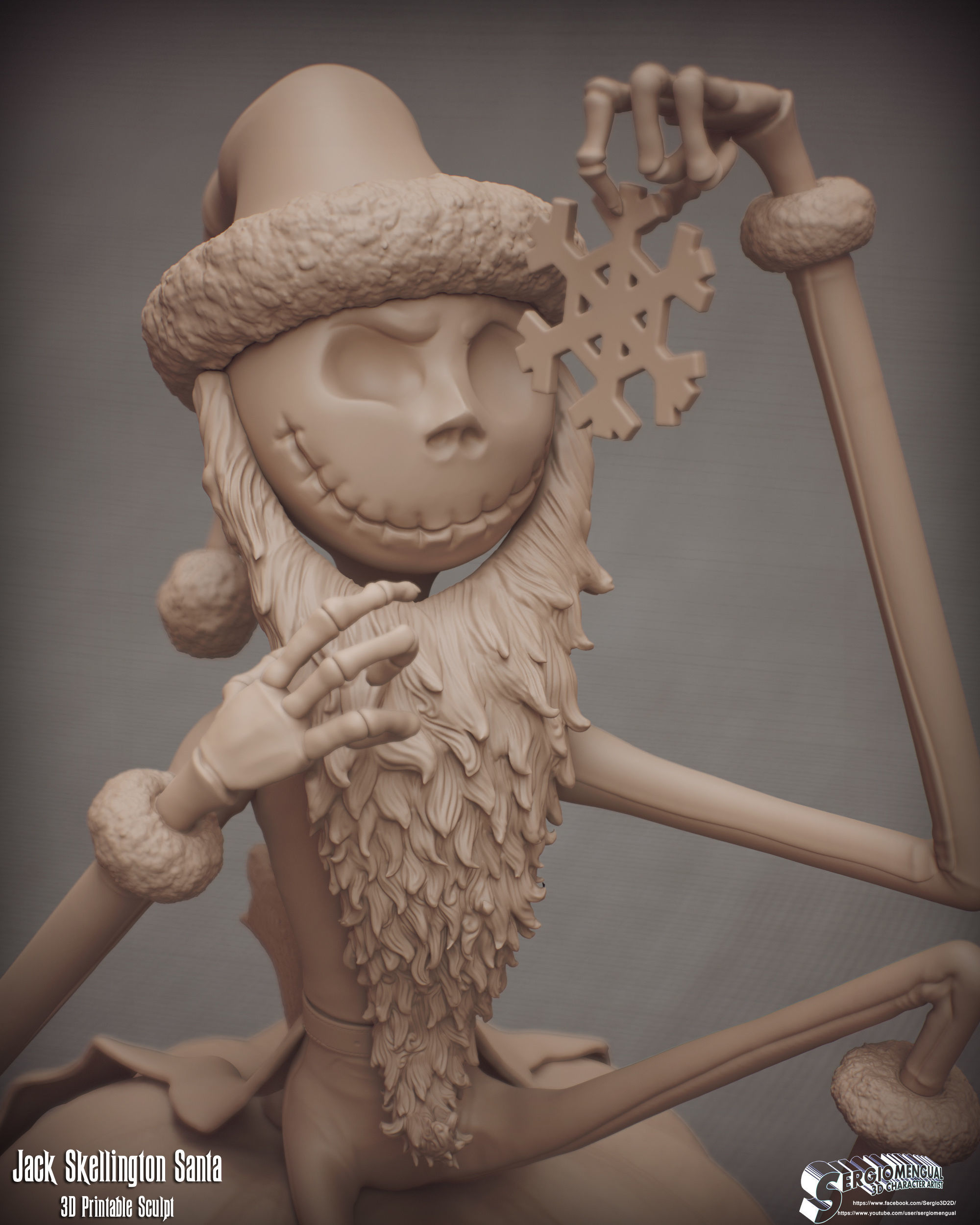 Haunted Mansion Jack Skellington Santa 3D Printable Sculpt 3D print model_15