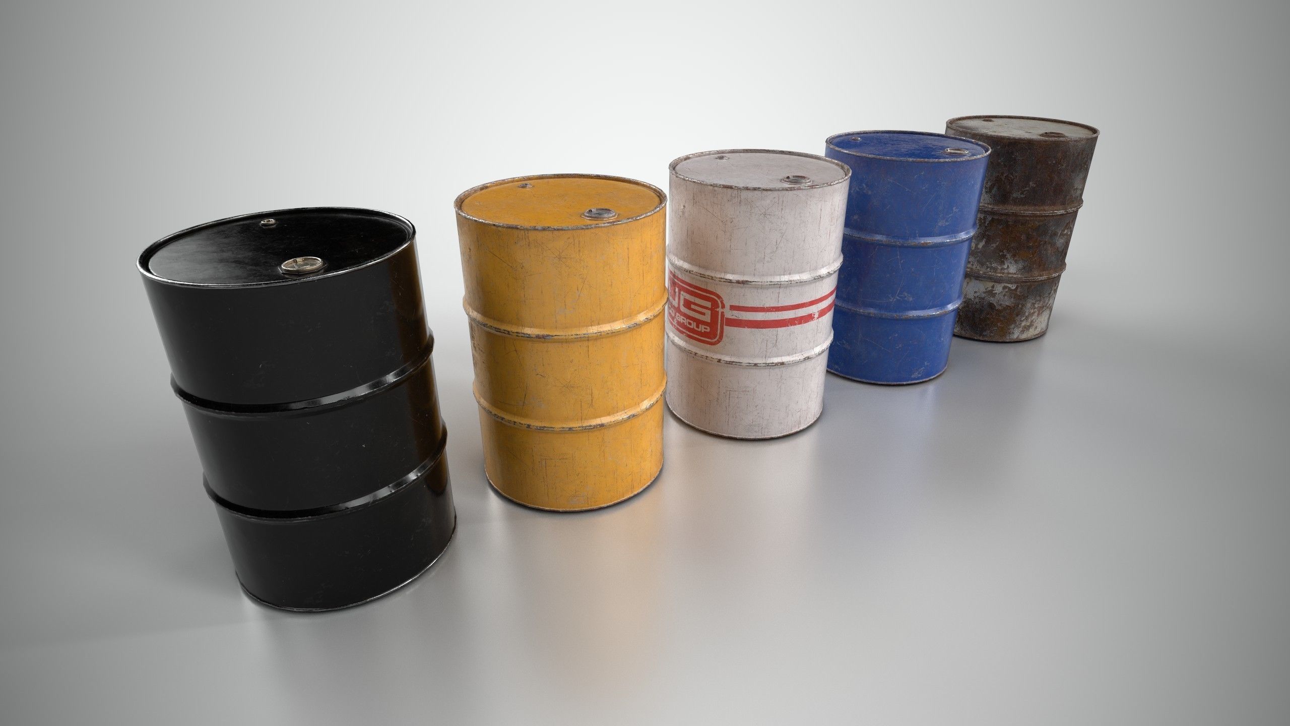 Oil Barrel 1 Low-poly 3D model_2