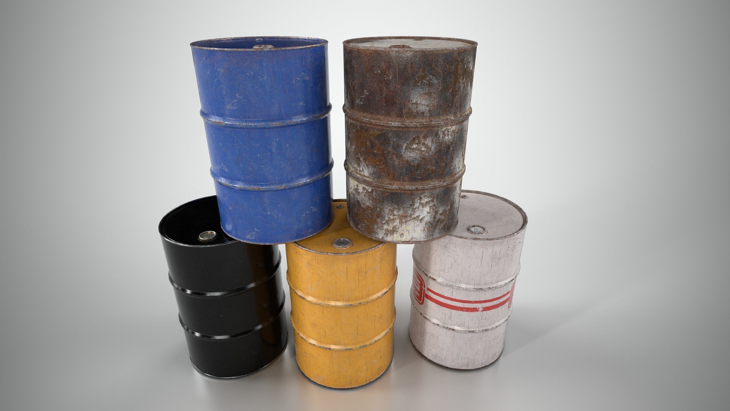 Oil Barrel 1 Low-poly 3D model_5