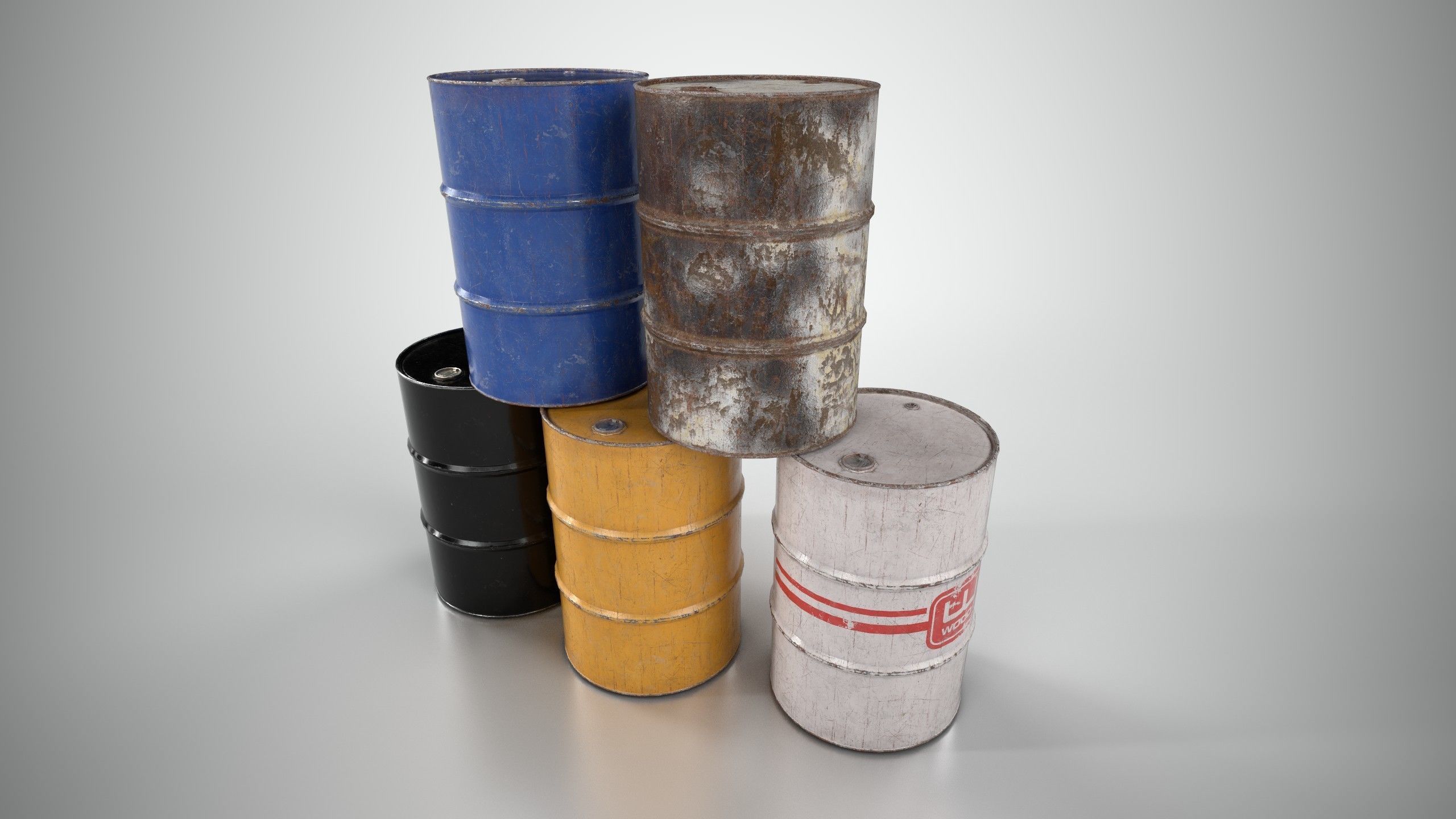 Oil Barrel 1 Low-poly 3D model_4