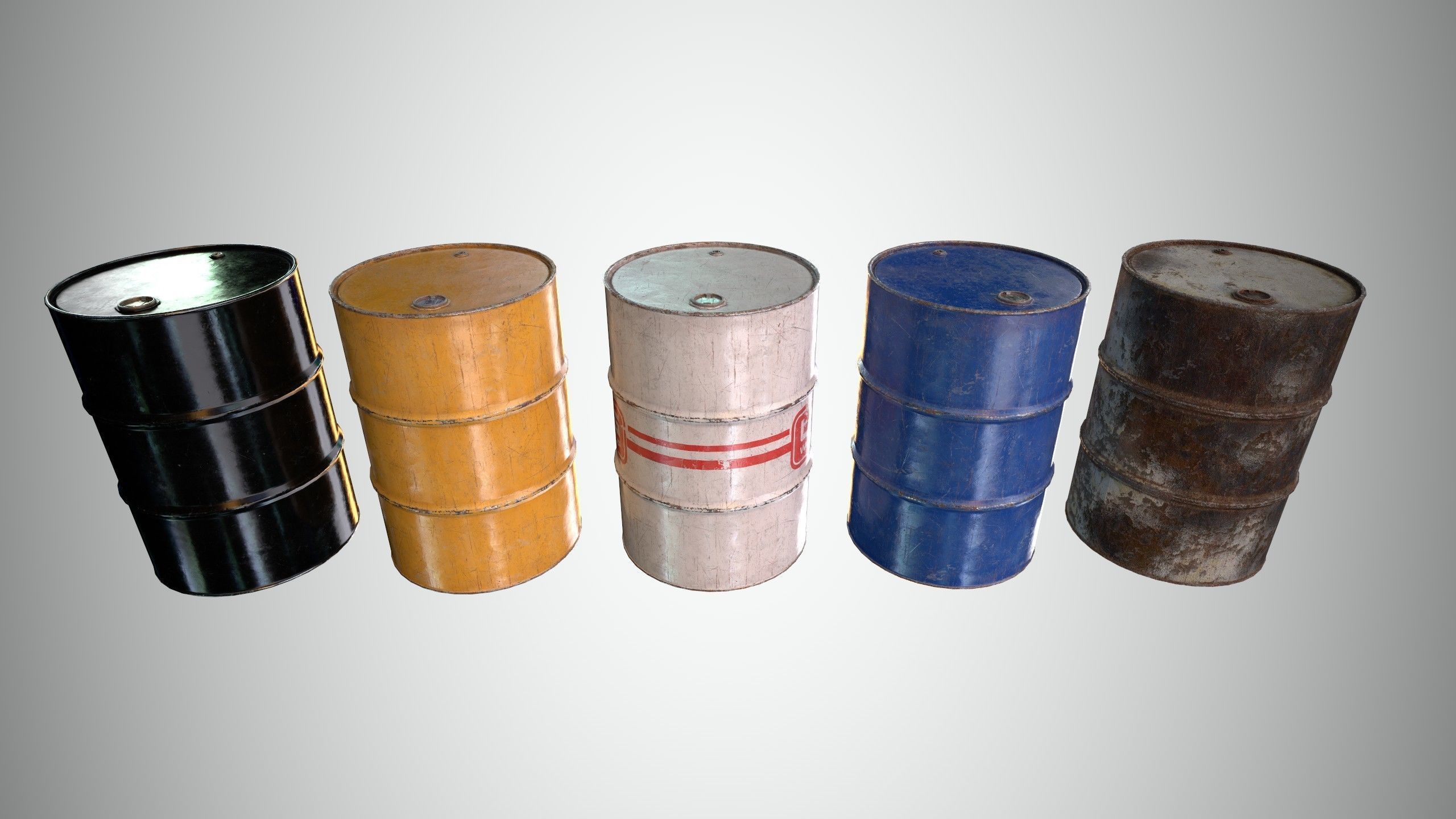 Oil Barrel 1 Low-poly 3D model_1
