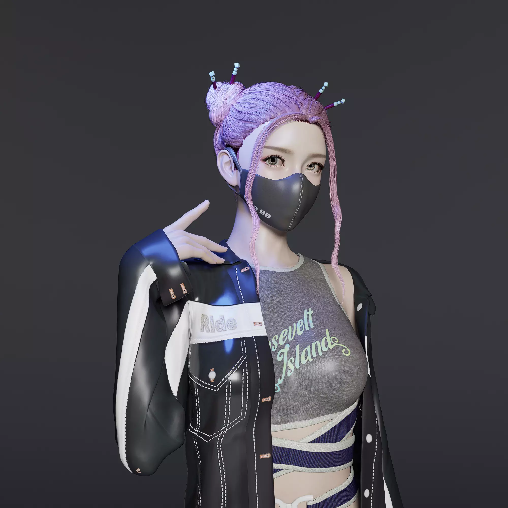 cyberpunk girl-poly 3D model 3D model