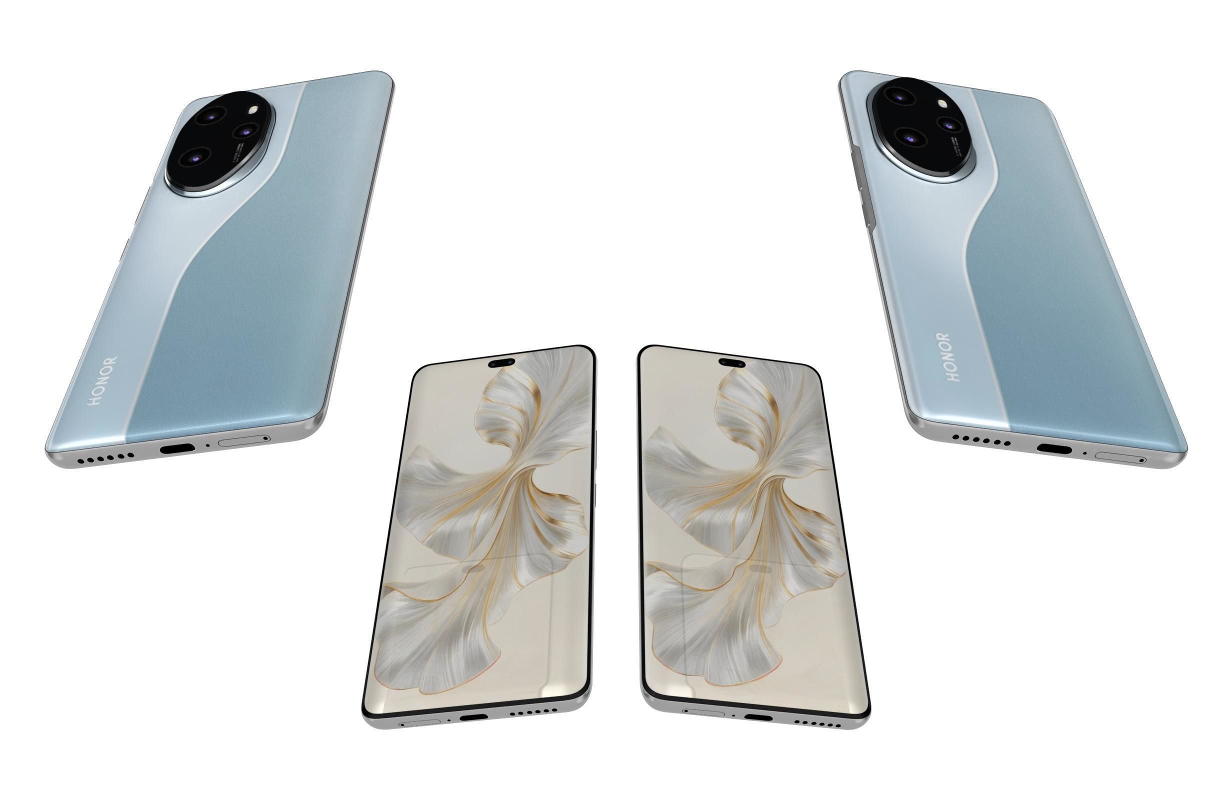 Honor 100 Pro Blue 3D model_4