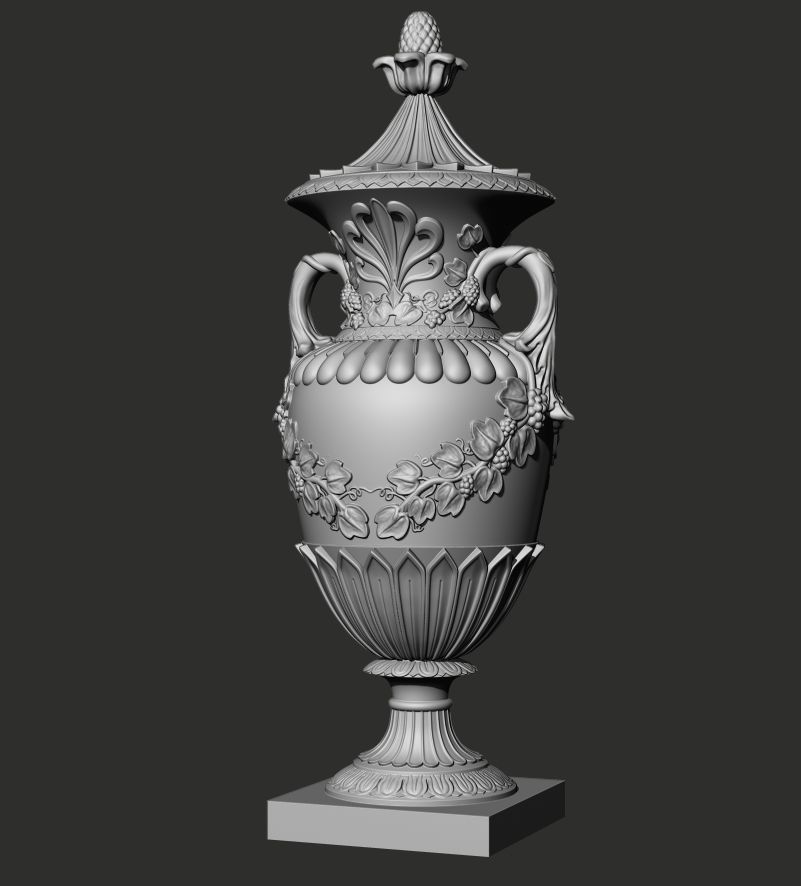Urn with classical decoration  3D model_4