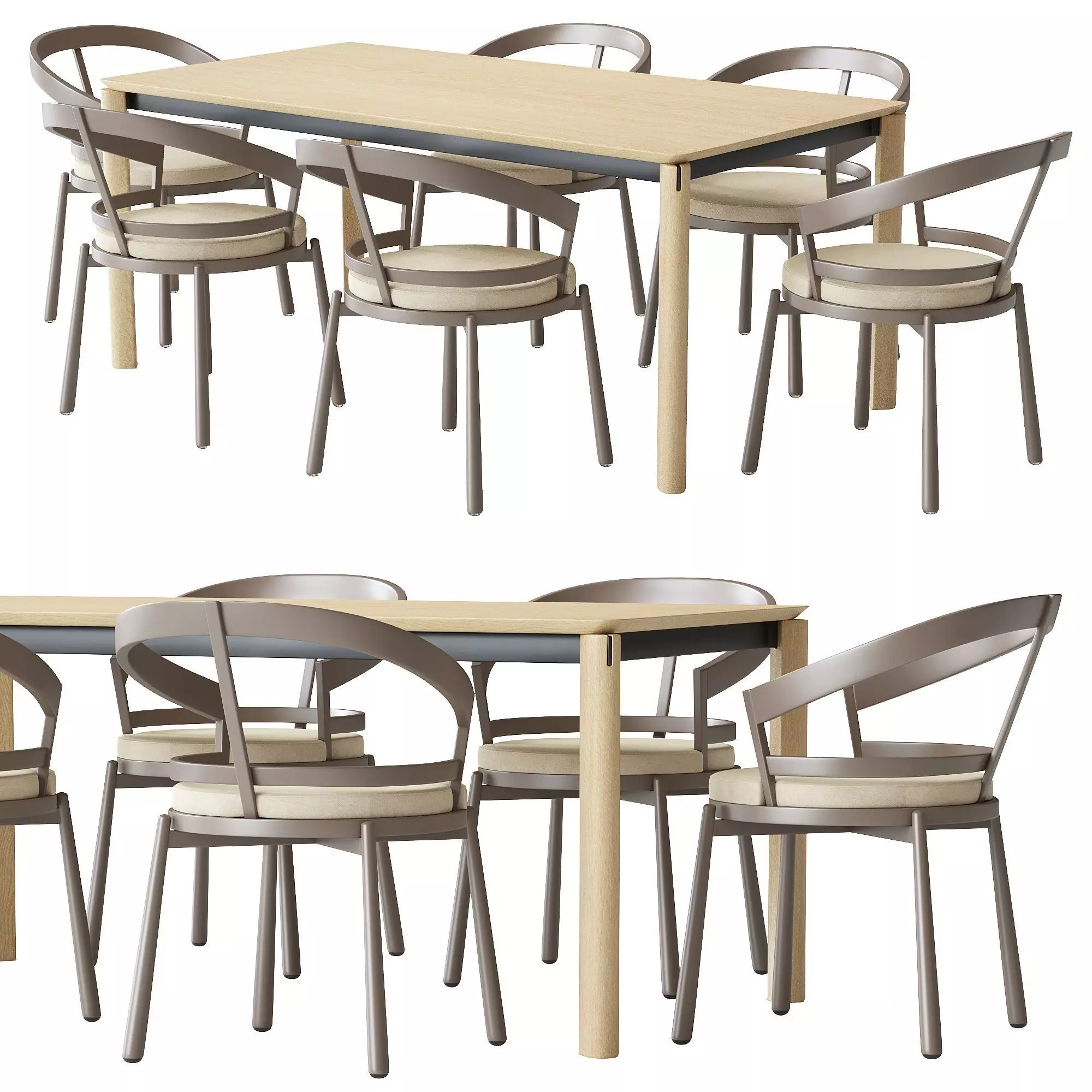 Turtle chair and laga table 3D model_0