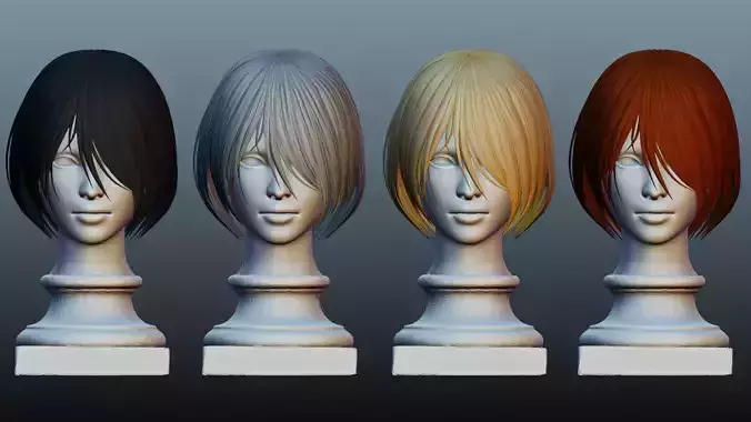 Female short hair 4 colors