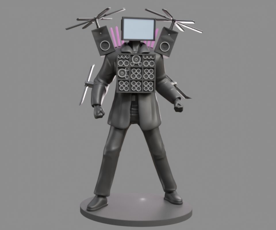 Titan TV Man Statue Figure Fan Art Skibidi Toliet 3D print model_1