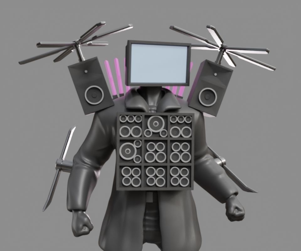 Titan TV Man Statue Figure Fan Art Skibidi Toliet 3D print model_5