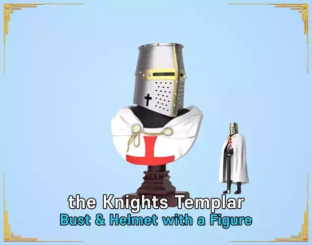 the Knights Templar Bust and Great Helm with a figure 3D print model