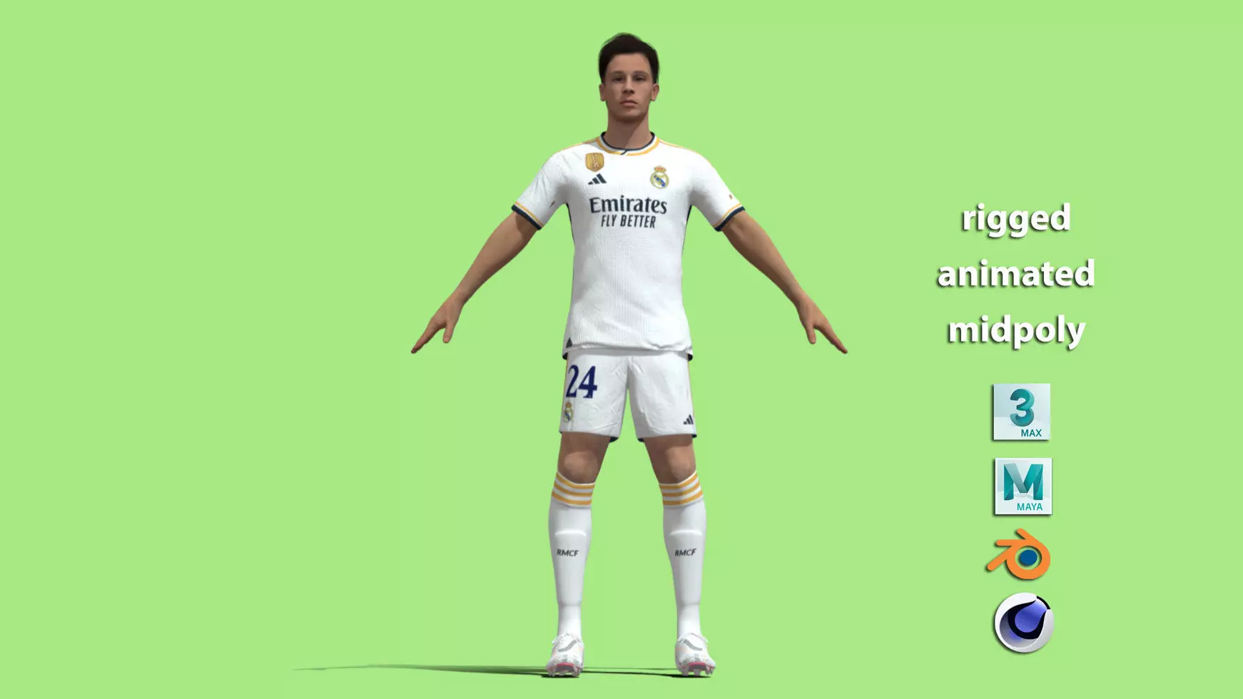 T-Pose Rigged Arda Guler Real Madrid 23-24 3D model_0