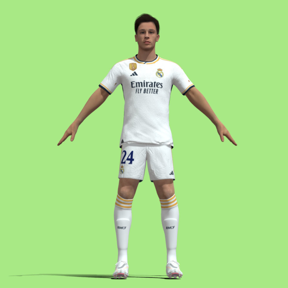 T-Pose Rigged Arda Guler Real Madrid 23-24 3D model_1