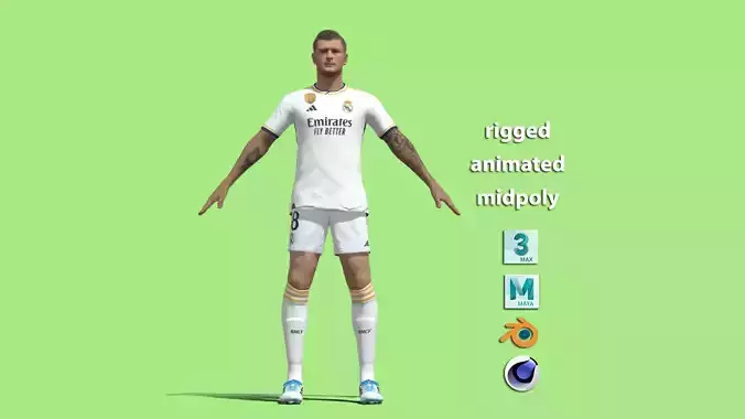 T-Pose Rigged Toni Kroos Real Madrid 23-24 3D model T-Pose Rigged Toni Kroos Real Madrid 23-24 3D model