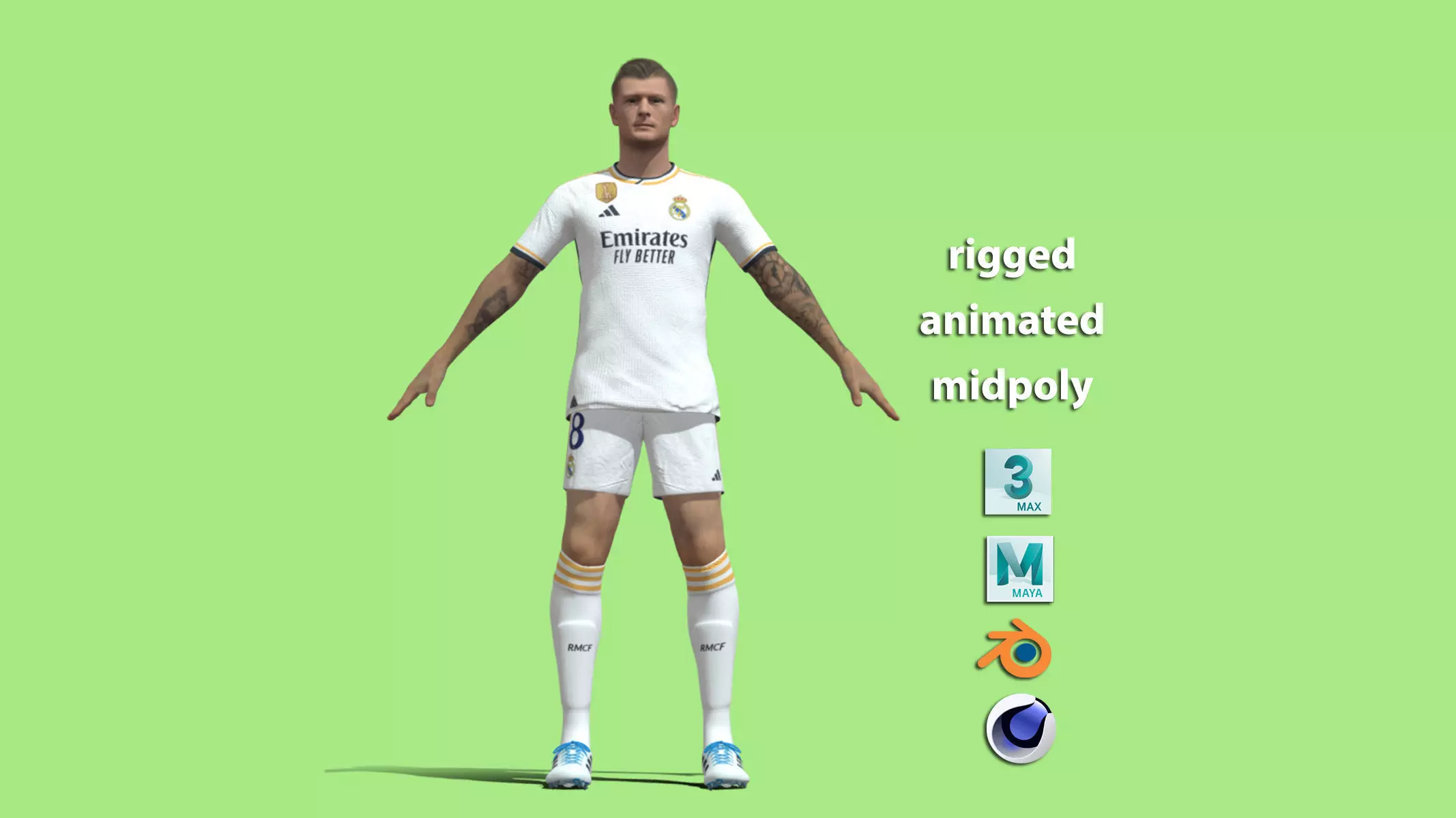 T-Pose Rigged Toni Kroos Real Madrid 23-24 3D model_0