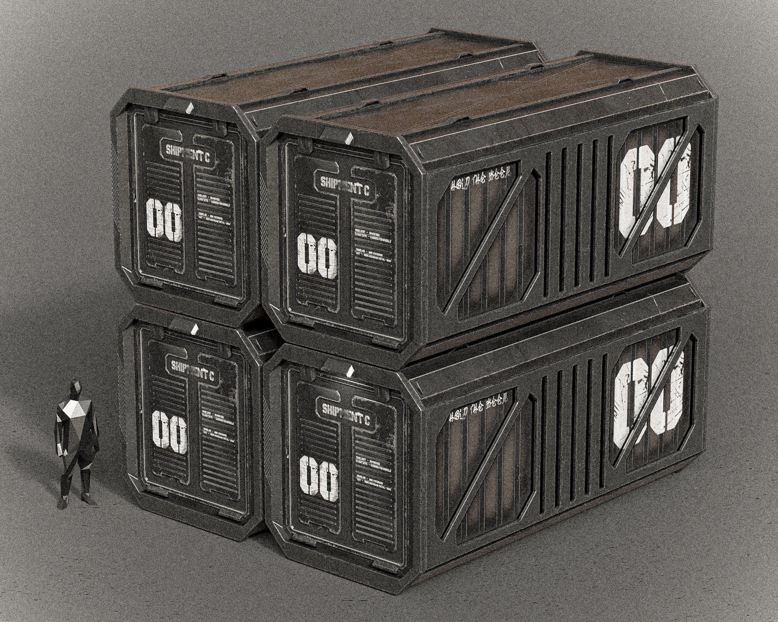 Sci-fi Shipping Container PBR Low-poly 3D model_3