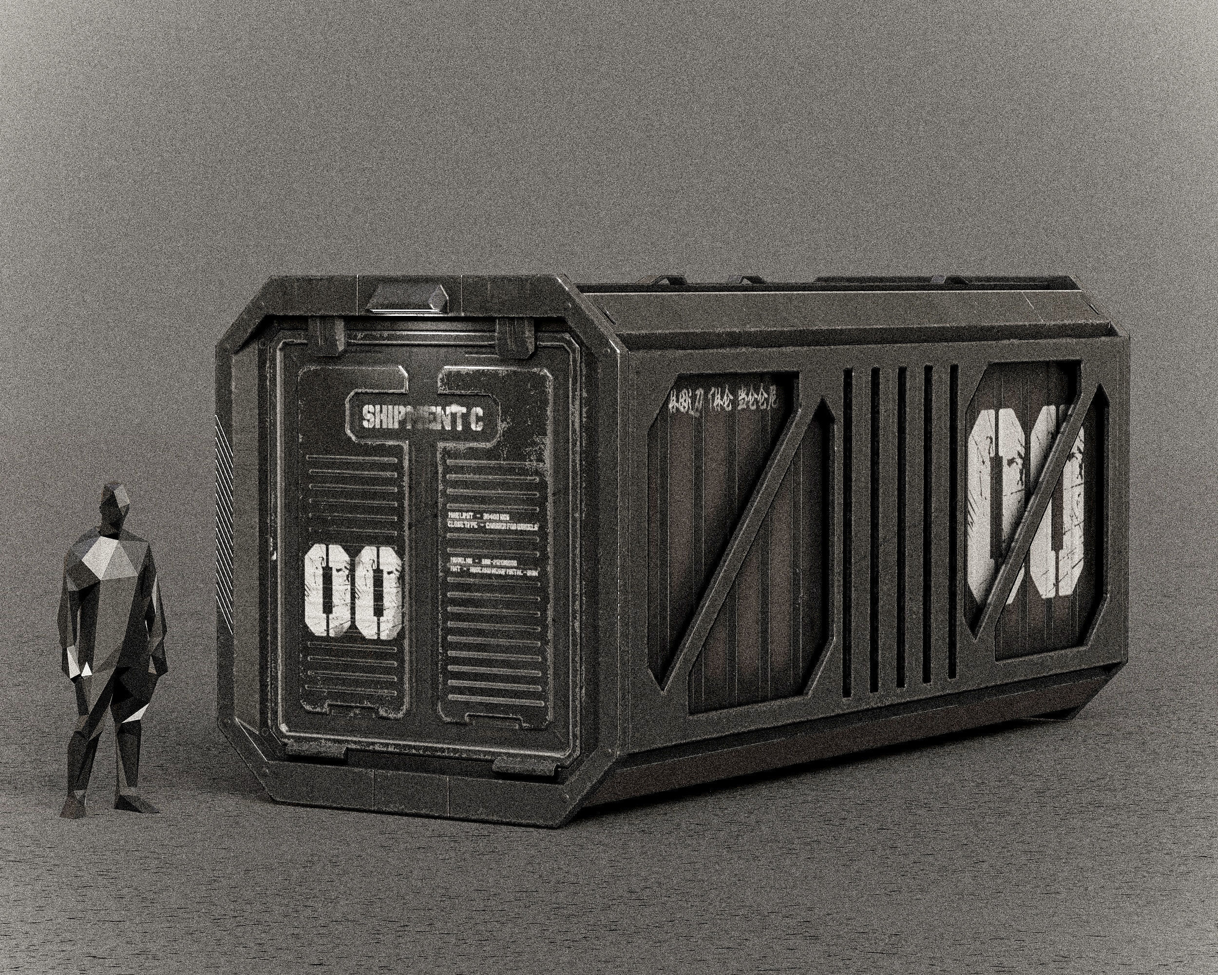 Sci-fi Shipping Container PBR Low-poly 3D model_5
