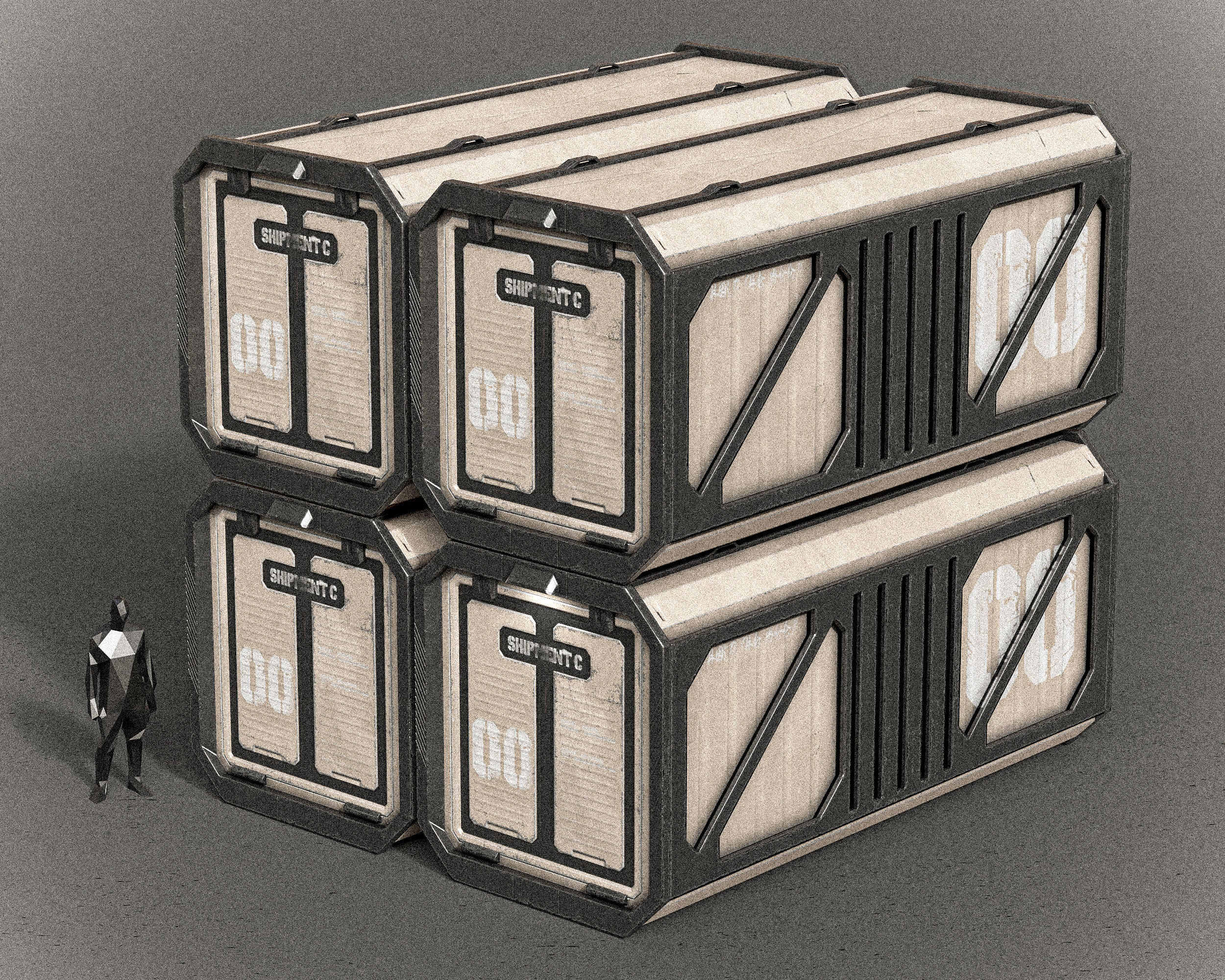 Sci-fi Shipping Container PBR Low-poly 3D model_2