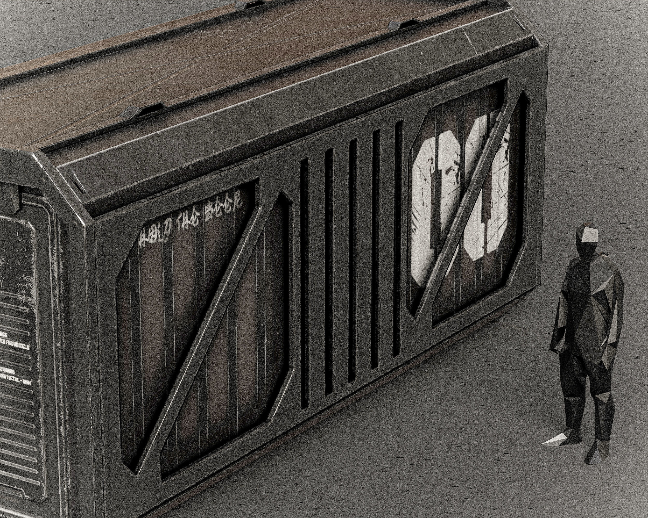 Sci-fi Shipping Container PBR Low-poly 3D model_9