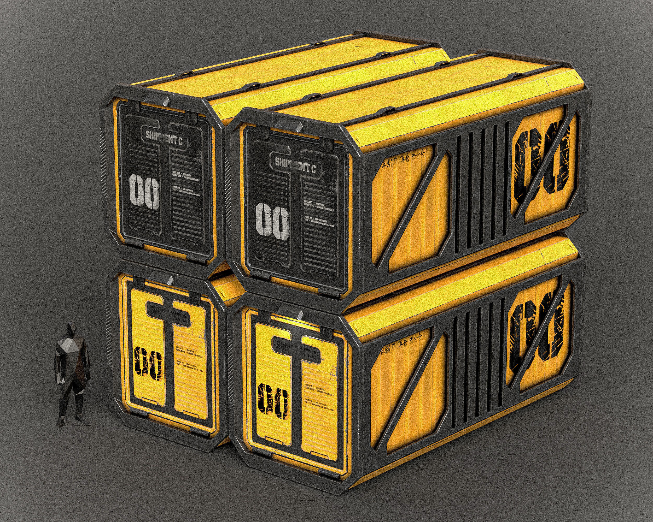 Sci-fi Shipping Container PBR Low-poly 3D model_4