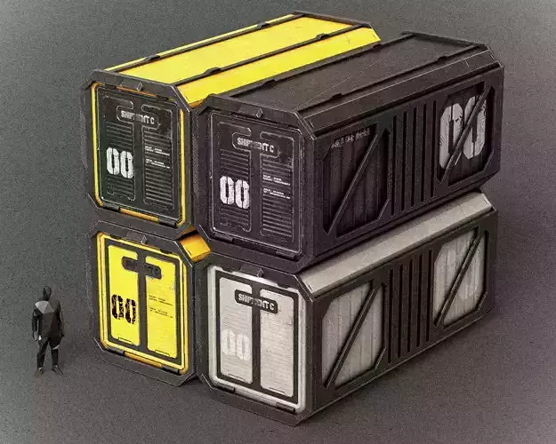 Sci-fi Shipping Container PBR Low-poly 3D model Sci-fi Shipping Container PBR Low-poly 3D model