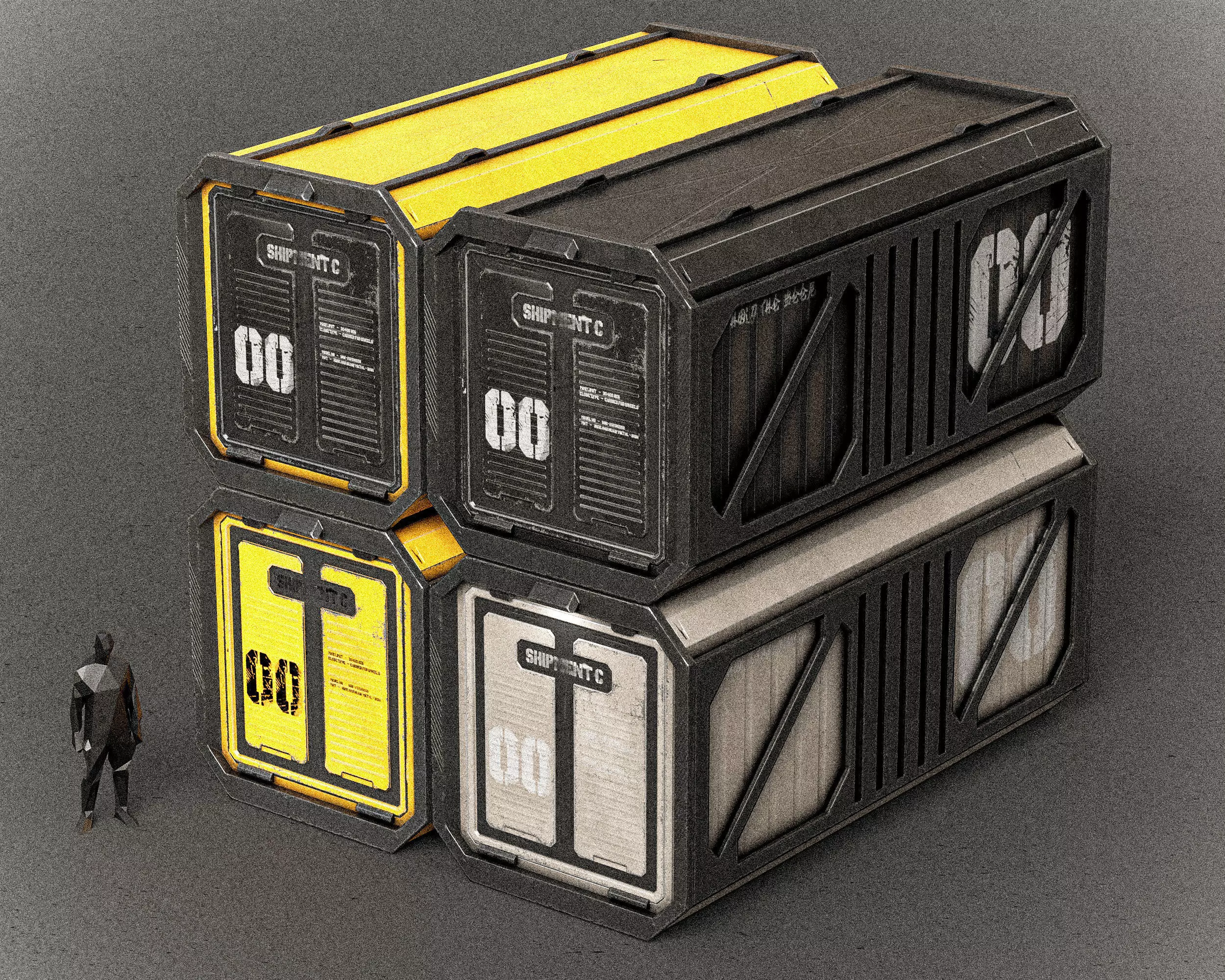 Sci-fi Shipping Container PBR Low-poly 3D model_0