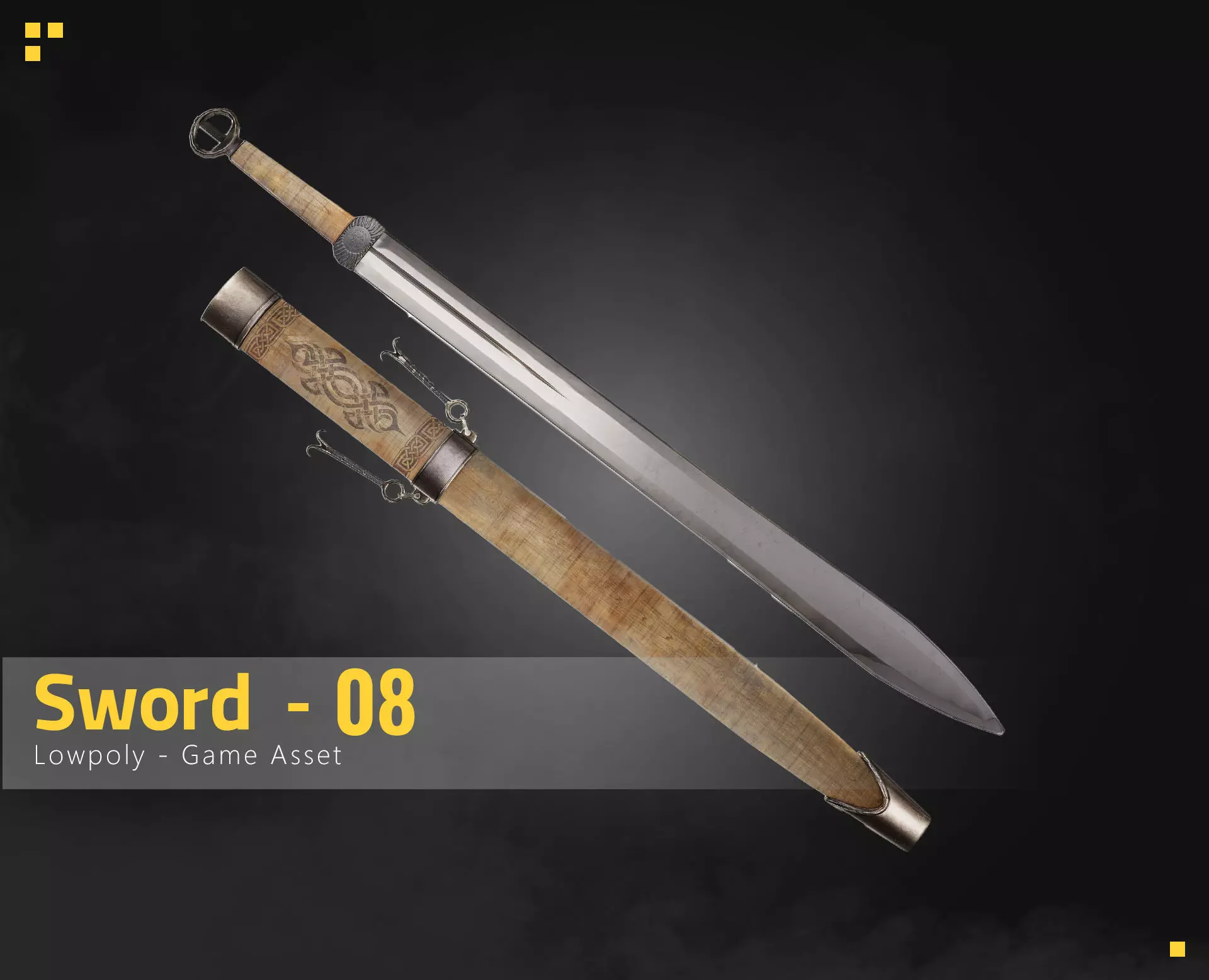 Sword-08 Low-poly 3D model_0