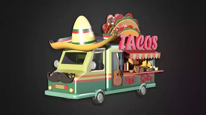 Asset - Cartoons - Food Taco Car 3D model