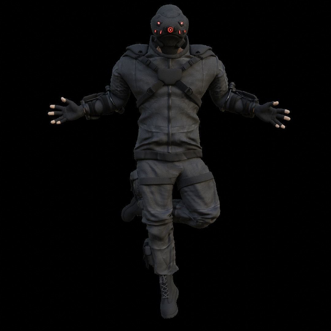 Cyberpunk character Cyber Mobster Runner 3D model_12