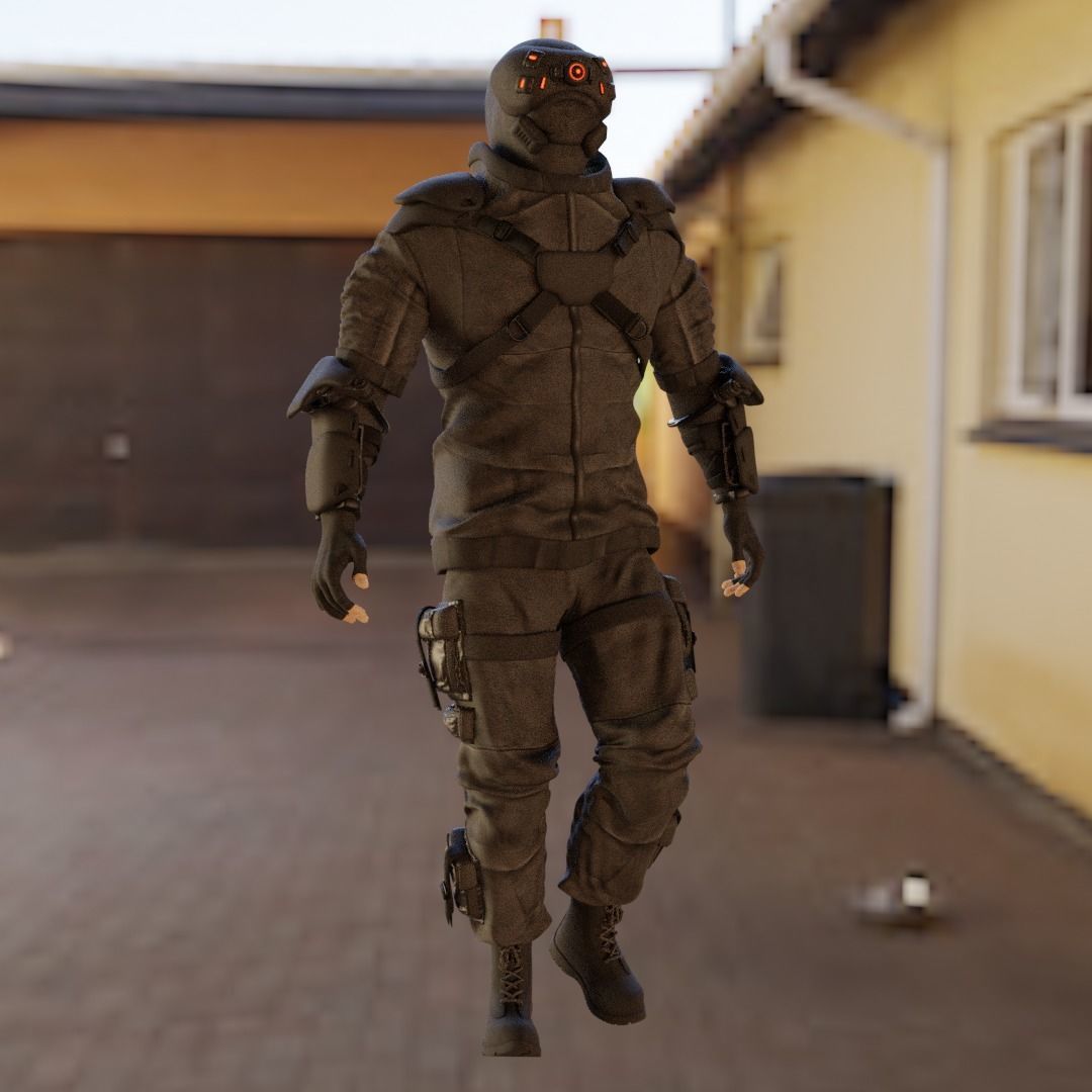 Cyberpunk character Cyber Mobster Runner 3D model_17