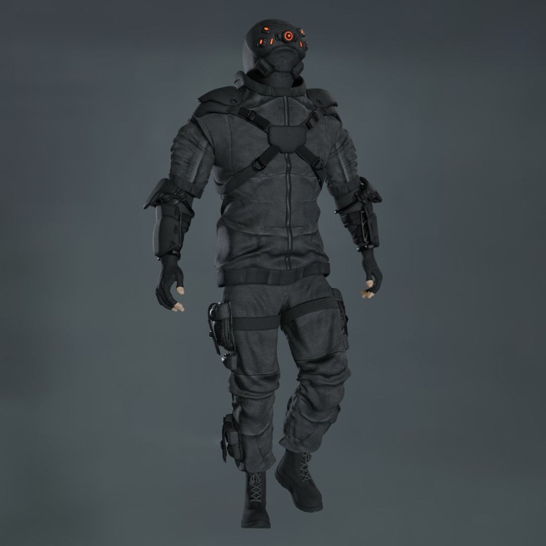 Cyberpunk character Cyber Mobster Runner 3D model_8