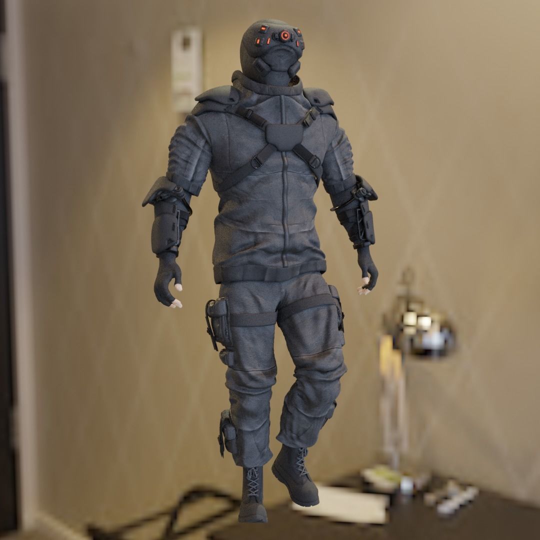 Cyberpunk character Cyber Mobster Runner 3D model_2