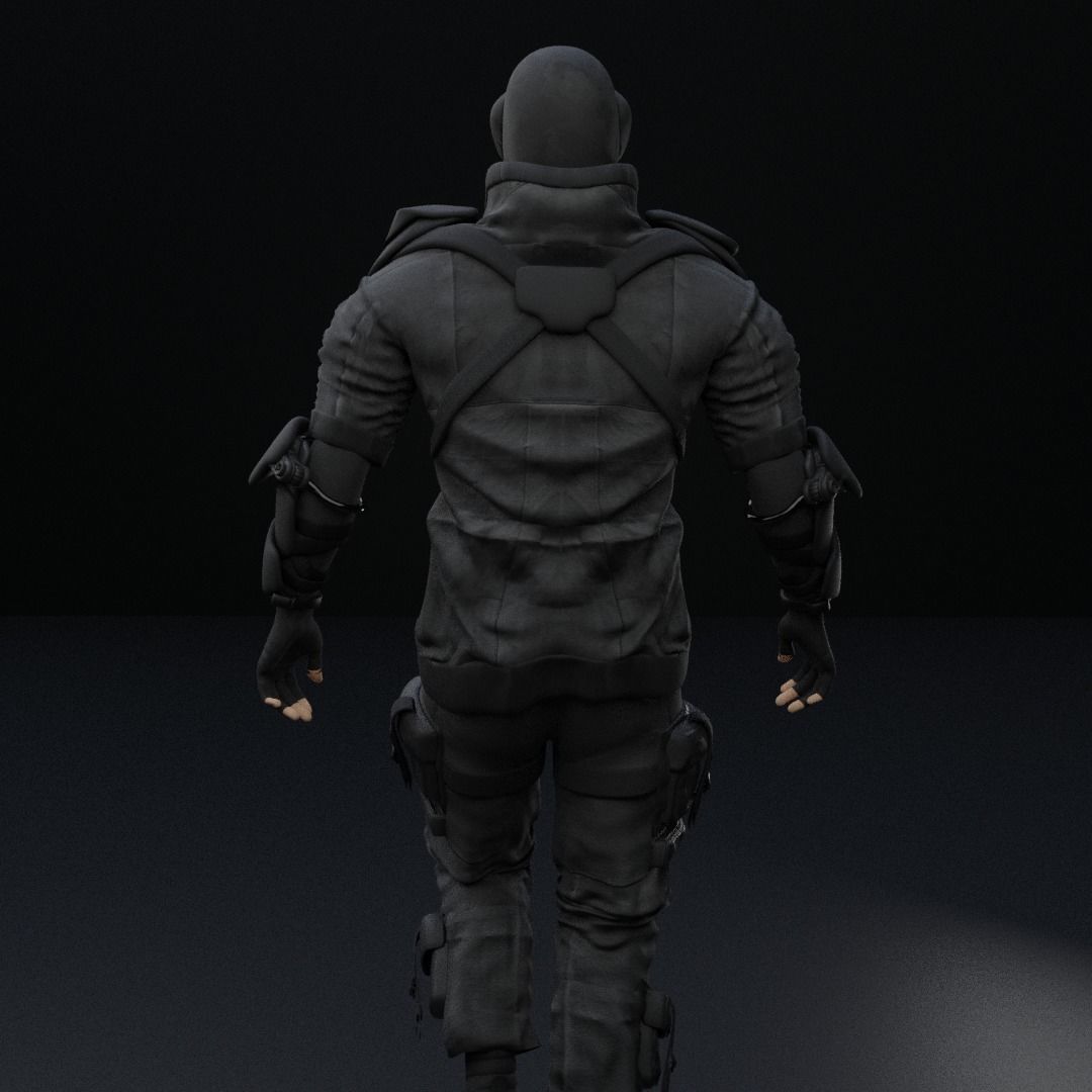 Cyberpunk character Cyber Mobster Runner 3D model_22
