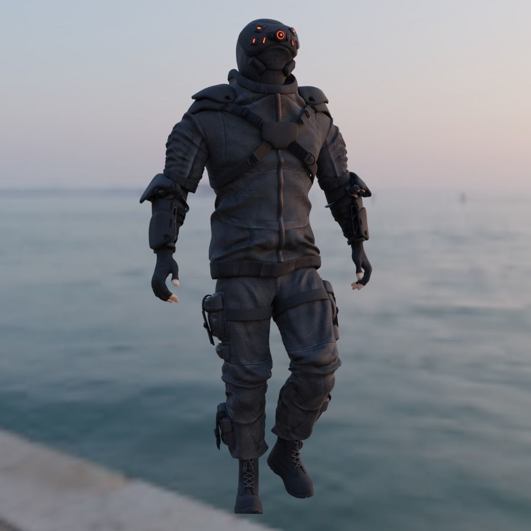 Cyberpunk character Cyber Mobster Runner 3D model_11