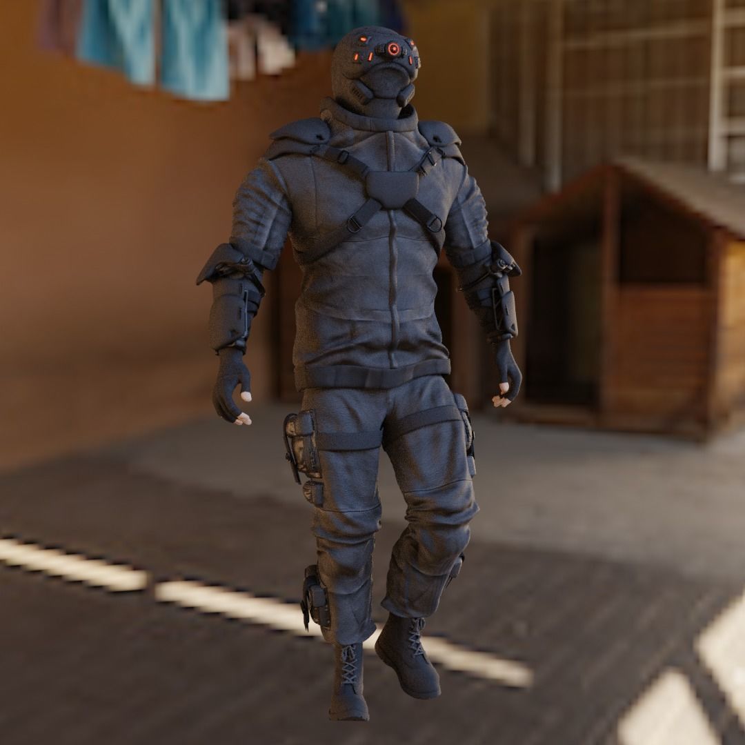 Cyberpunk character Cyber Mobster Runner 3D model_16