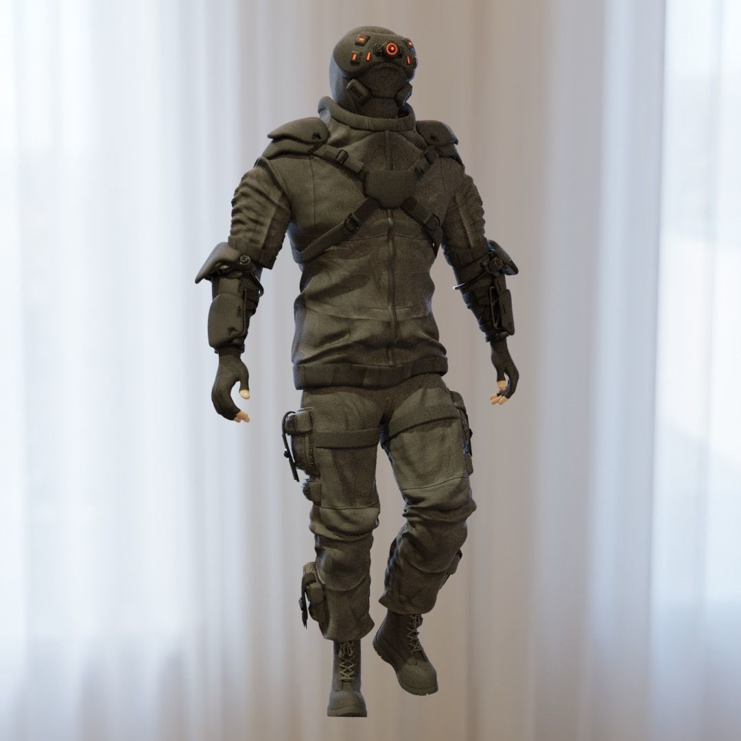 Cyberpunk character Cyber Mobster Runner 3D model_3