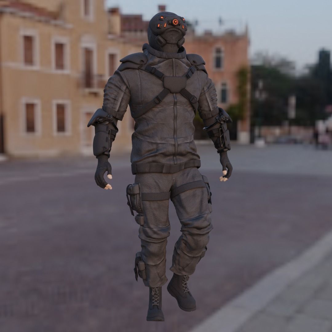 Cyberpunk character Cyber Mobster Runner 3D model_13