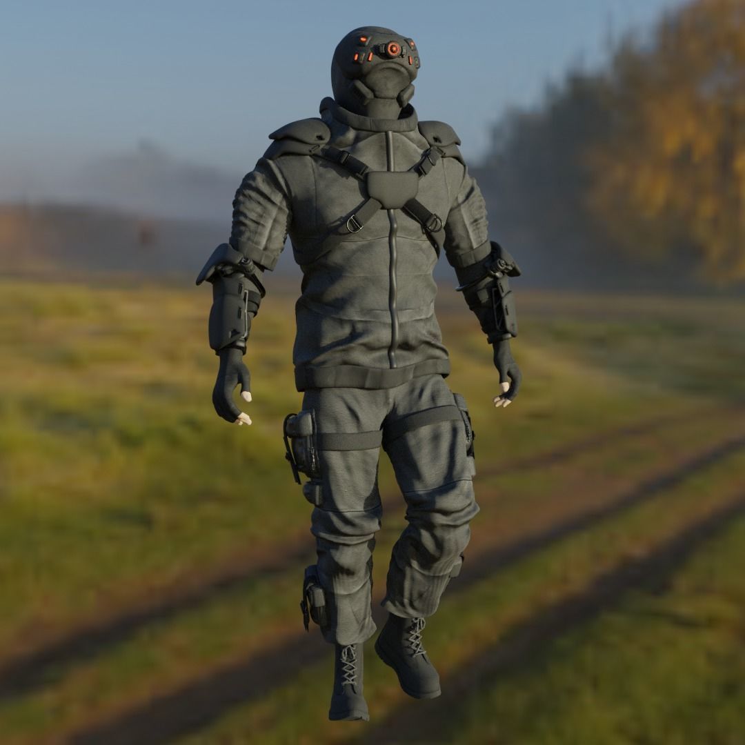 Cyberpunk character Cyber Mobster Runner 3D model_9