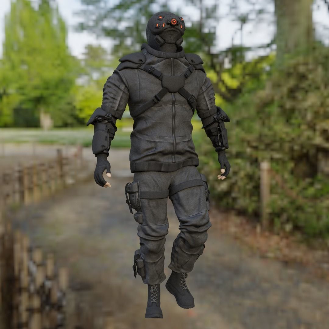 Cyberpunk character Cyber Mobster Runner 3D model_19