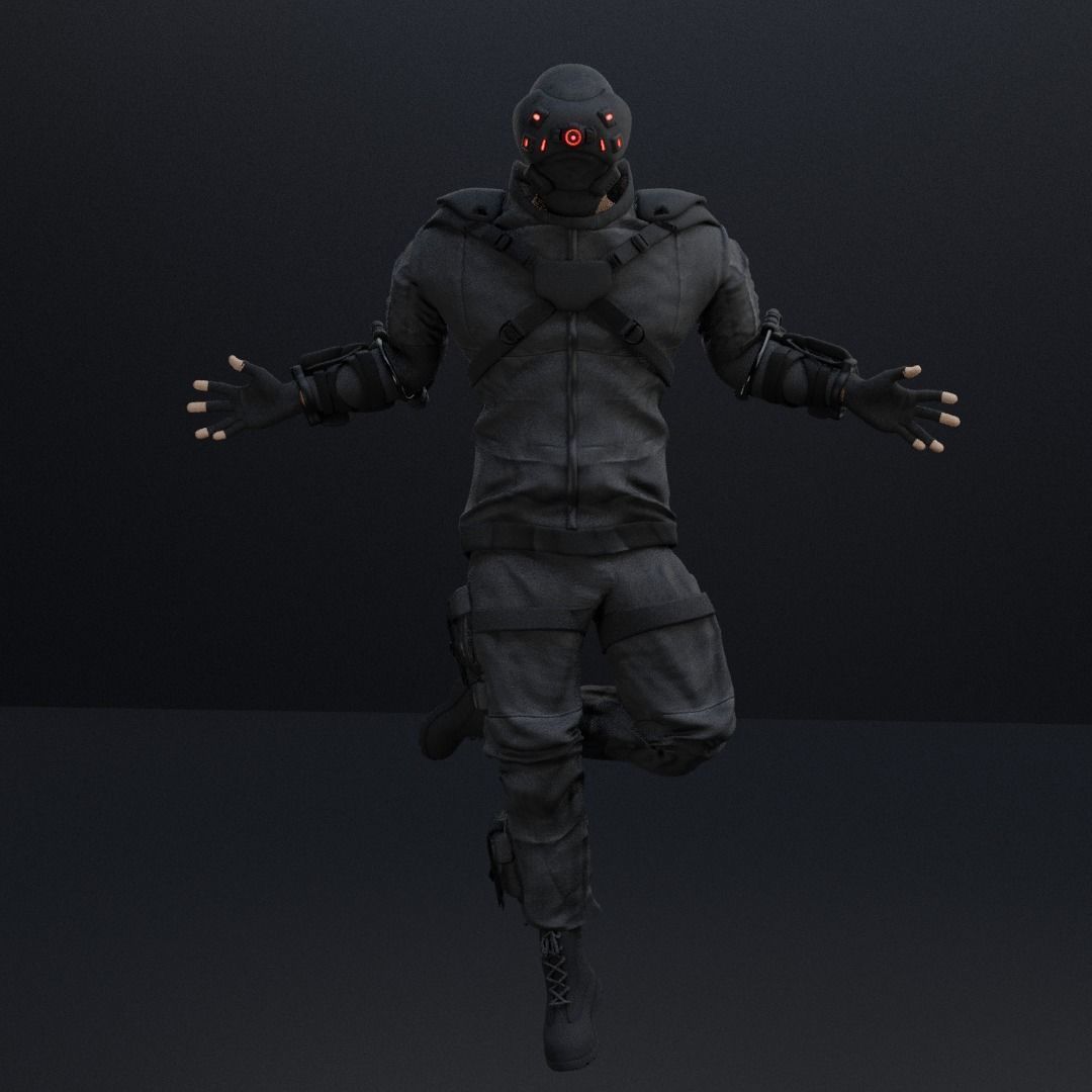 Cyberpunk character Cyber Mobster Runner 3D model_23