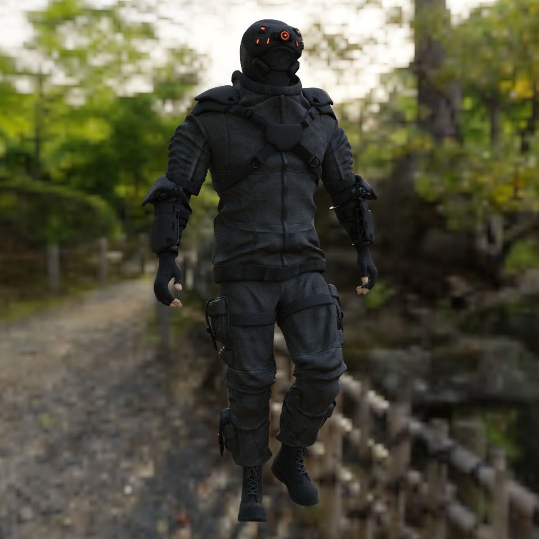 Cyberpunk character Cyber Mobster Runner 3D model_18