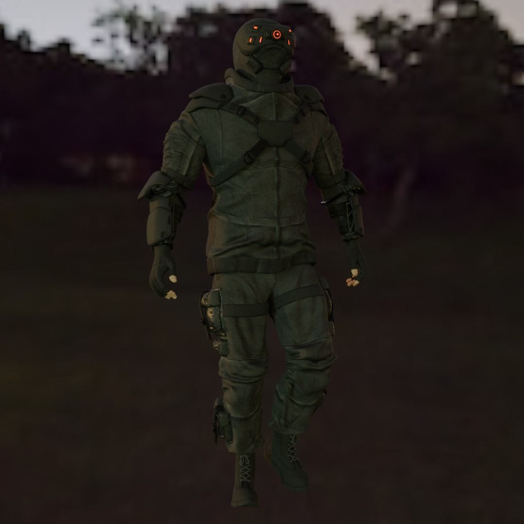 Cyberpunk character Cyber Mobster Runner 3D model_4