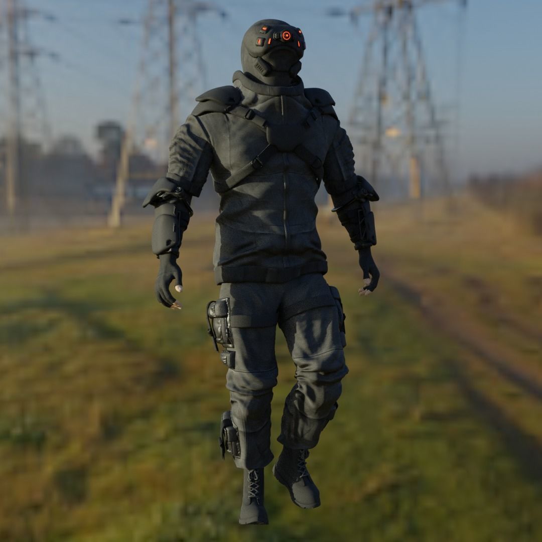 Cyberpunk character Cyber Mobster Runner 3D model_10