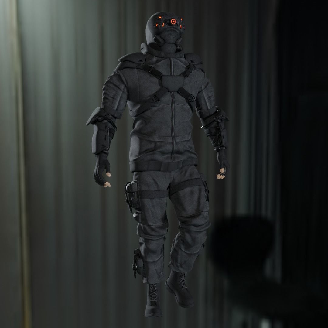 Cyberpunk character Cyber Mobster Runner 3D model_6