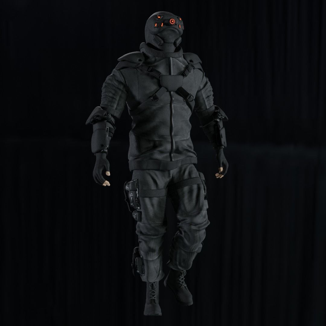 Cyberpunk character Cyber Mobster Runner 3D model_7
