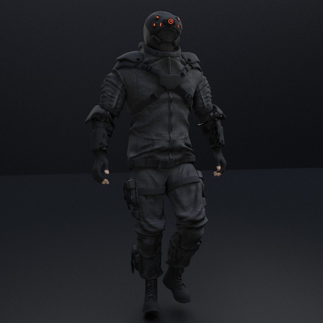 Cyberpunk character Cyber Mobster Runner 3D model_21