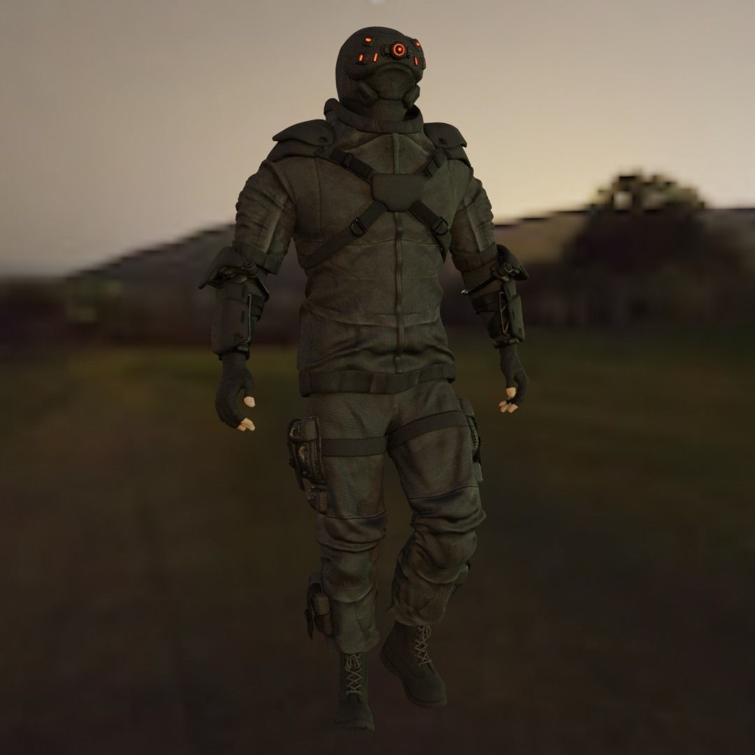 Cyberpunk character Cyber Mobster Runner 3D model_5