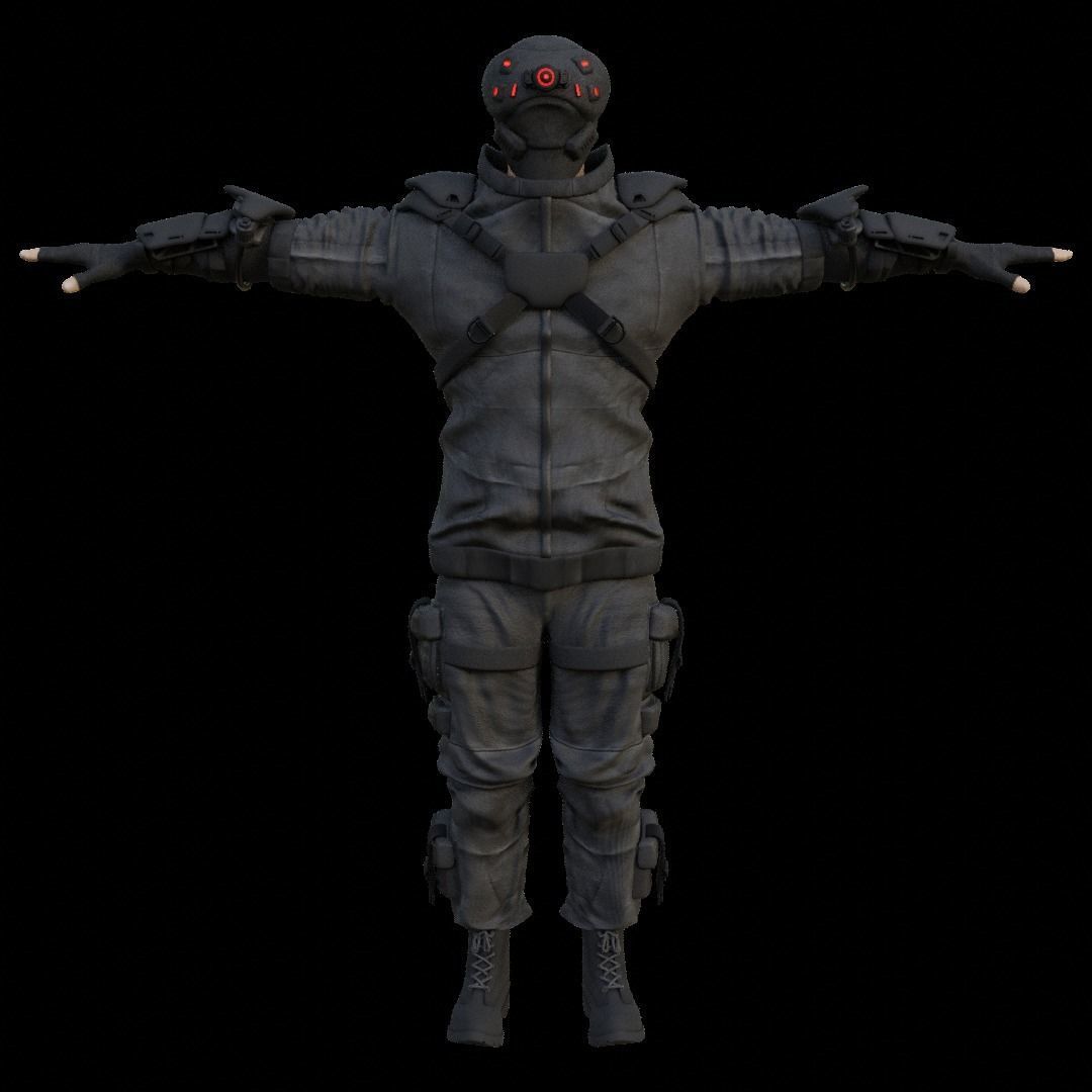 Cyberpunk character Cyber Mobster Runner 3D model_14