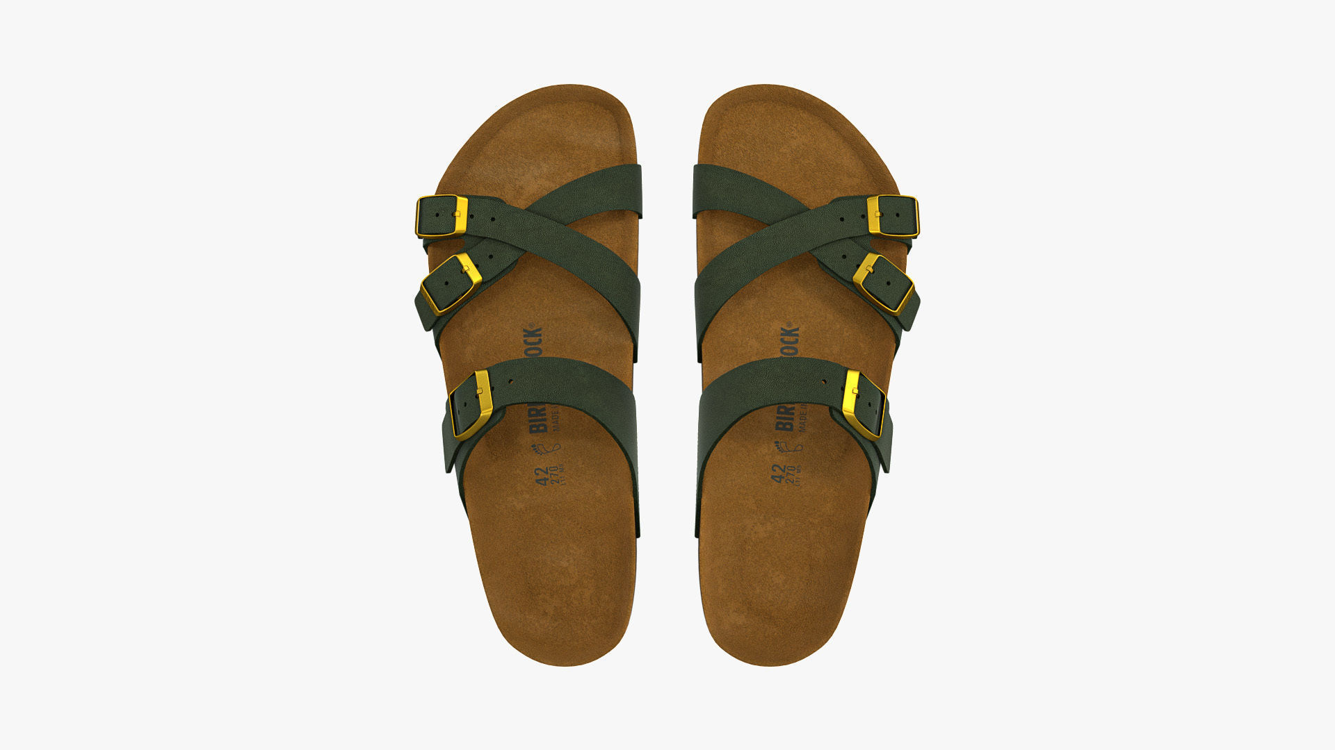 Birkenstock Franca Green Leather 3D model_3