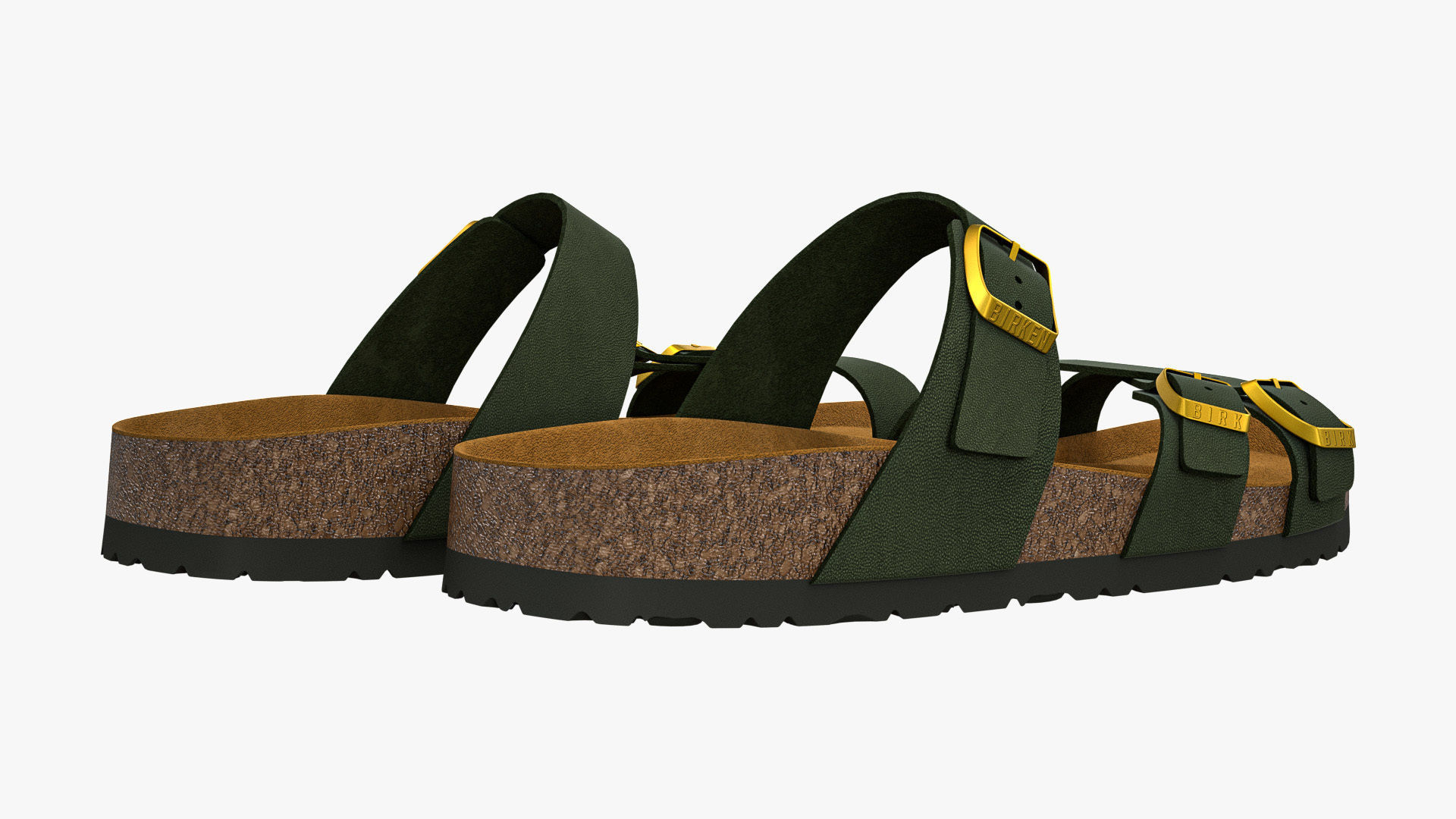 Birkenstock Franca Green Leather 3D model_5