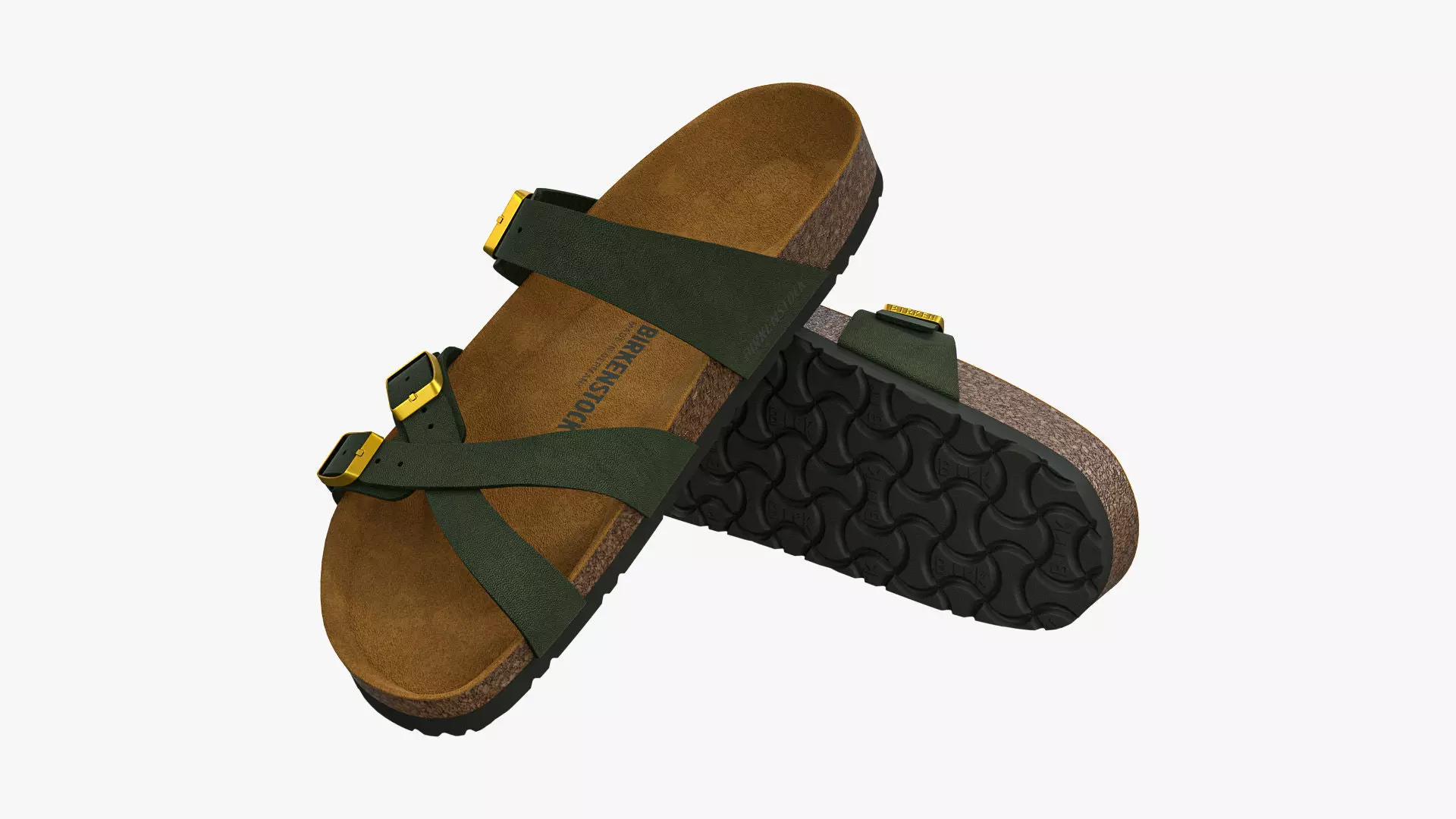 Birkenstock Franca Green Leather 3D model_0